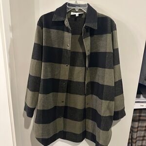 BB Dakota by Steve Madden Black and Olive Plaid Coat